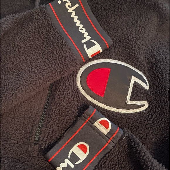 Champion Sherpa 1/2 Zip Hoodie Sweatshirt - Picture 2 of 4